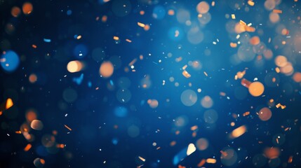 Deep blue background complementing the bokeh-inspired confetti generative ai