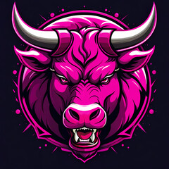 Angry red bull head mascot esport logo design. The tanker e-sport logo character with shield for sport and gaming.