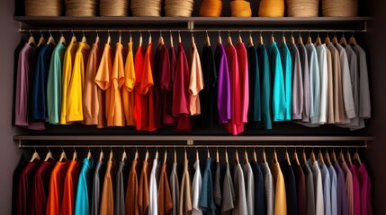 Clothes hanging on display hanger in the boutique shop. Beauty fashion women shopping. Black friday discount event.