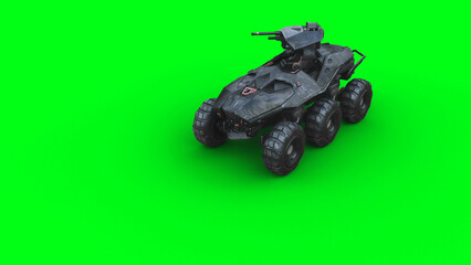 Military futuristic battle car, tank. 3d rendering.