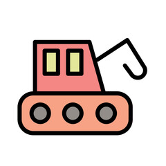 Fototapeta premium Crane Excavator Heavy Filled Outline Icon
