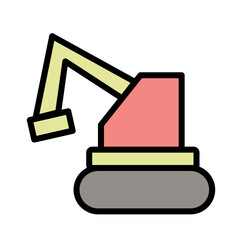 Crane Excavator Heavy Filled Outline Icon