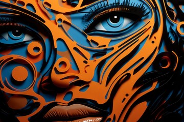 A woman's eyes with an abstract pattern.