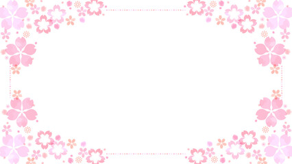 Obraz na płótnie Canvas 桜の花のフレーム素材、16:9サイズ
