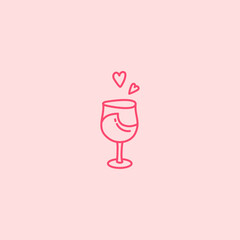 Valentines day Wine glass flat vector design