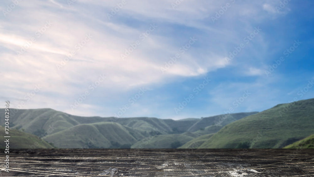 Canvas Prints wooden floor with mountain view