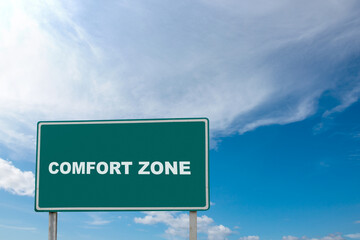 Traffic sign with 'comfort zone' text