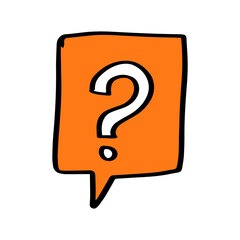 question mark in bubble text