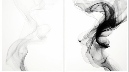 Abstract black smoke on white background.