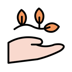 Plant Leaf Hand Filled Outline Icon