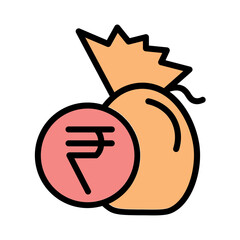 Bag Coins Money Filled Outline Icon