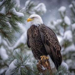 Obraz premium Bald Eagle Lake Tahoe Winter