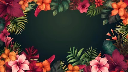 Selbstklebende Fototapeten tropical foliage design frame background for nature style © Ilham
