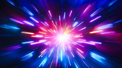 Naklejka premium 花火のようにカラフルな放射状に延びる光線の背景