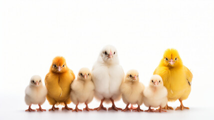 Chicken Family on White Background - Isolated Illustration