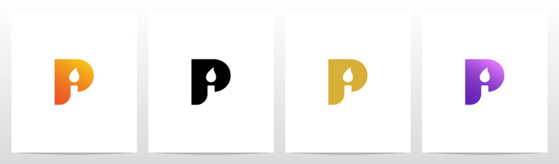 Candlelight On Letter Logo Design P - obrazy, fototapety, plakaty