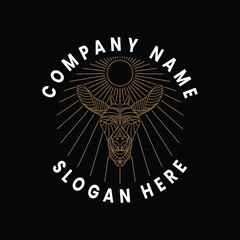 Animal luxury logo goat head, line art, simple and modern icons, goat head line art, front view drawing art logo design inspiration