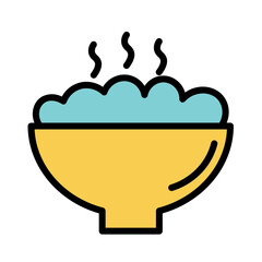 Rice Bowl Food Filled Outline Icon