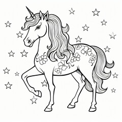 Obraz na płótnie Canvas Christmas coloring book with cute unicorn isolated.