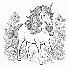 Christmas coloring book with cute unicorn isolated.