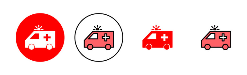 Ambulance icon set illustration. ambulance truck sign and symbol. ambulance car