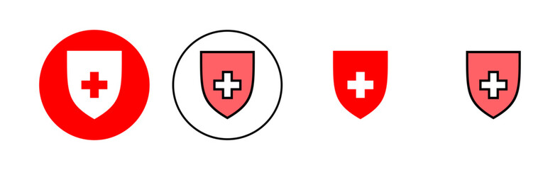 Health insurance icon set illustration. Insurance document sign and symbol