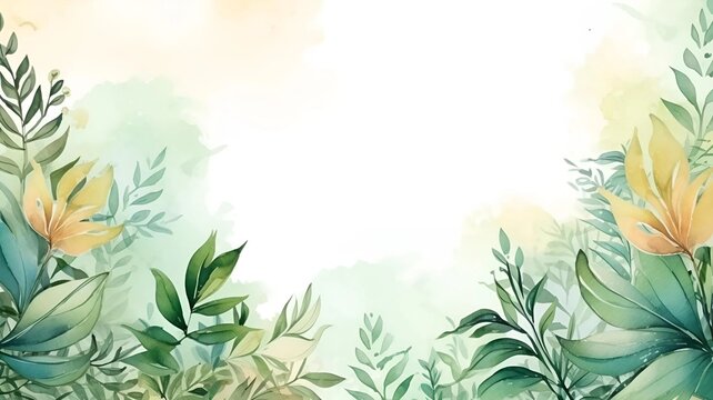 nature background foliage with watercolor style © Ilham