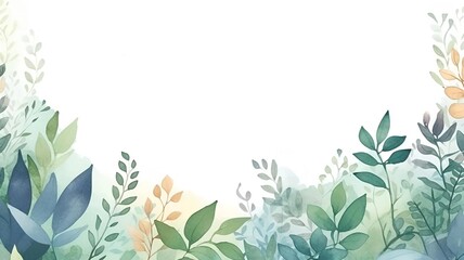 nature background foliage with watercolor style - obrazy, fototapety, plakaty