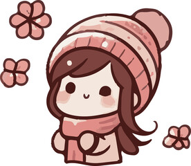 桜と女性