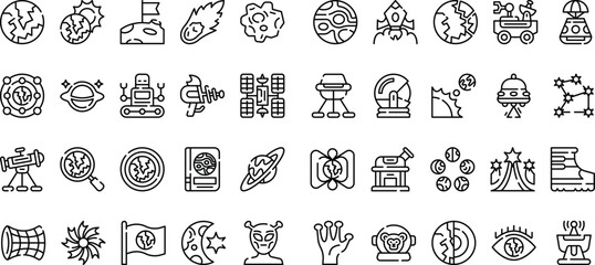 Space Icon Set With Outline Style