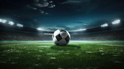 Fototapeta premium Soccer ball on the green field