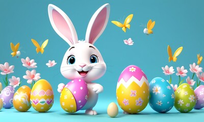 easter background, cute bunny, easter eggs, happy easter, easter wallpaper