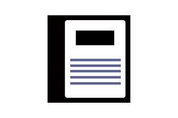Document icon with lines of text icon on a white background.