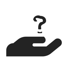 hand question mark icon on a white background.