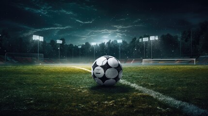 Soccer ball on the green field