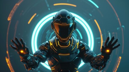 Fototapeta premium Cartoon digital avatars of Volt the Vortex Protector