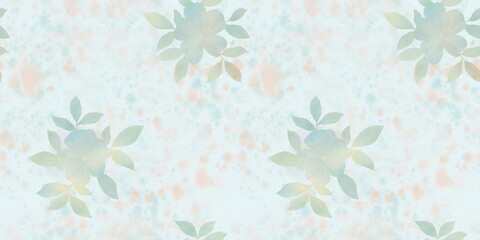 abstract flowers drawn in watercolor digitally, botanical seamless pattern for design, on a grunge background