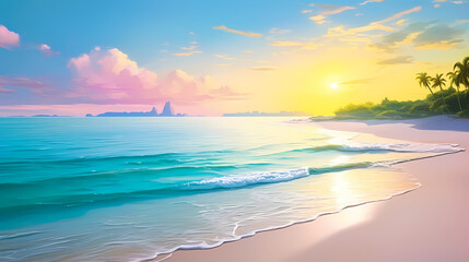 Fototapeta premium Panoramic natural landscape of beautiful beach