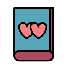 Book Hearts Love Filled Outline Icon