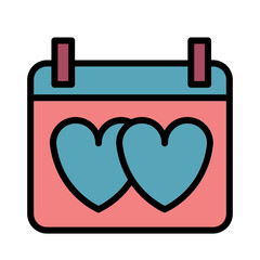 Calendar Date Hearts Filled Outline Icon