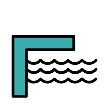 Board Diving Pool Filled Outline Icon
