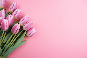 Pink tulips with room for text created with Generative AI technology