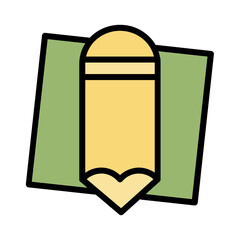 Pencil Stationery Paper Filled Outline Icon