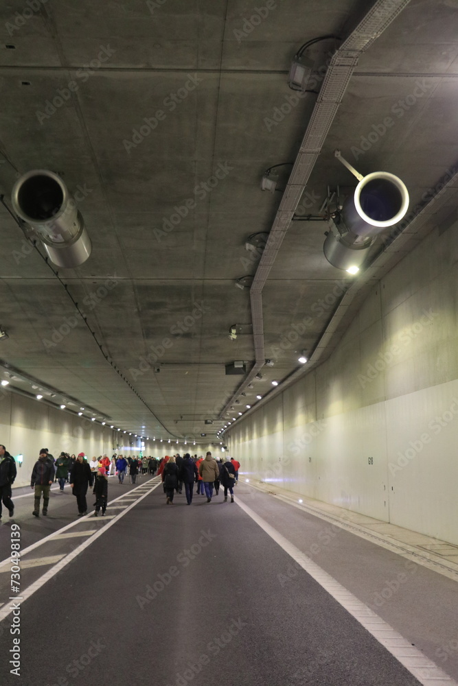 Wall mural walk through the 1800 meter long new port tunnel in bremerhaven germany