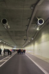 walk through the 1800 meter long new port tunnel in Bremerhaven Germany