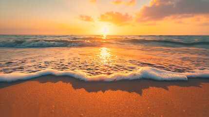 Fototapeta na wymiar Closeup sea sand beach. Panoramic beach landscape.