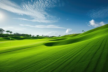 Golf course with lush green field and stunning views