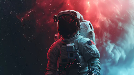3d render of surreal astronaut in the space with milky way background.
