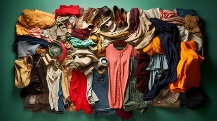 Obraz na płótnie Canvas photo top view classify clothes