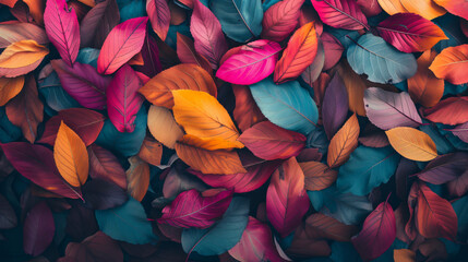 Colorful fall leaves wallpaper - AI generative.